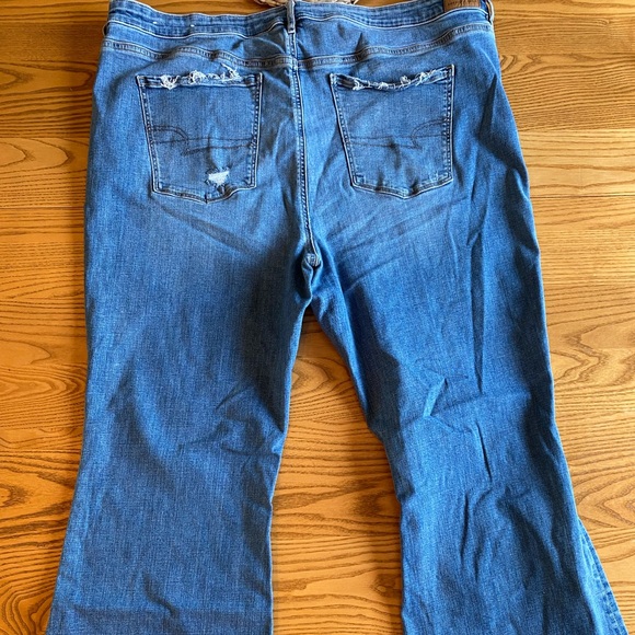 American Eagle Outfitters Distressed Light Blue Flare Jeans - Picture 2 of 7